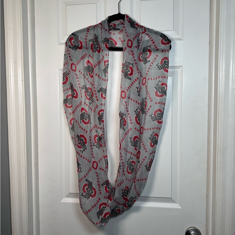 Ohio State Buckeyes Infinity Scarf Game Day OSU Fan Gray Red